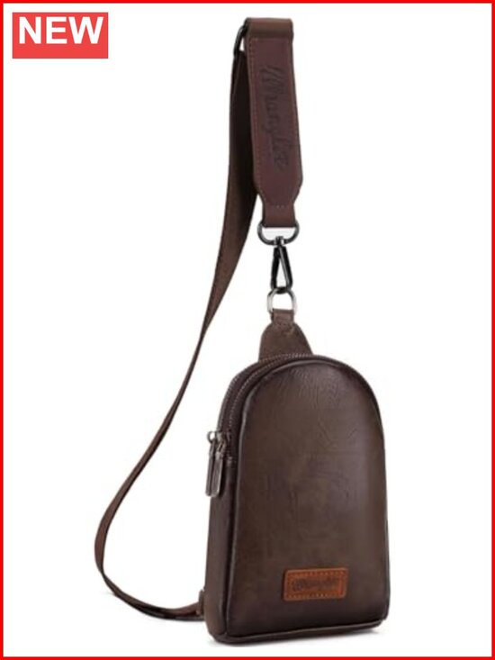 Handbags - PU Leather Sling Crossbody Bag with Adjustable Strap